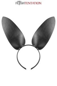 Orecchie da coniglio in similpelle nera