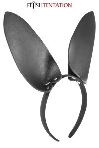 Orecchie da coniglio in similpelle nera