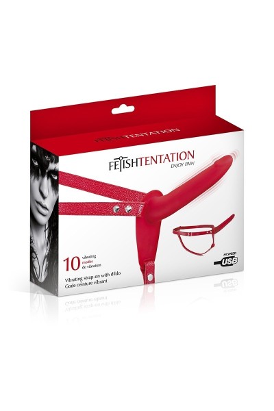 Strap on vibrante 15,5 cm rosso