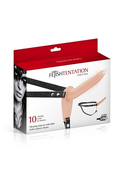 Strap on vibrante 15,5 cm natural