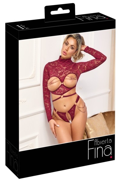 Top a maniche lunghe e perizoma aperto con catenine