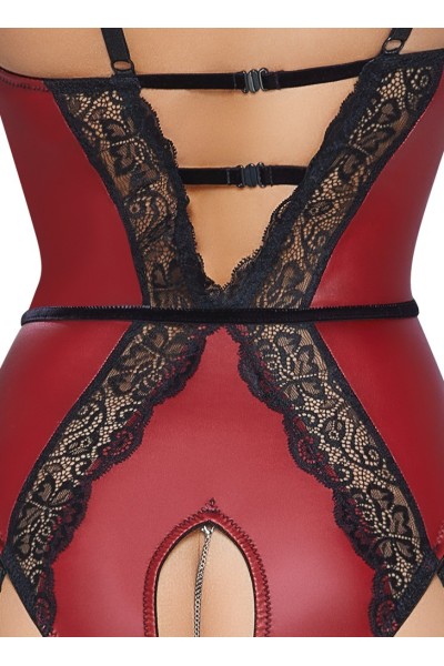 Body rosso con inserti in pizzo nero