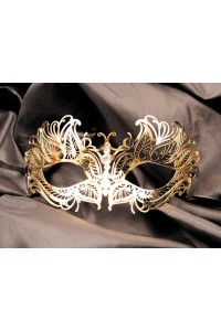 Maschera veneziana Greta dorata con strass