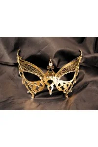 Maschera veneziana Alida dorata con strass