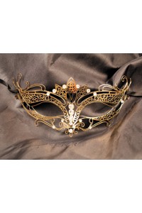 Maschera veneziana Asia dorata con strass