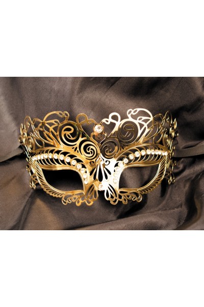 Maschera veneziana Giulia dorata con strass