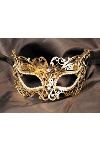 Maschera veneziana Alba dorata con strass