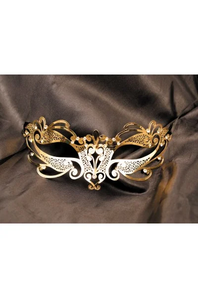 Maschera veneziana Gaia dorata con strass