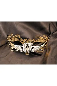 Maschera veneziana Gaia dorata con strass