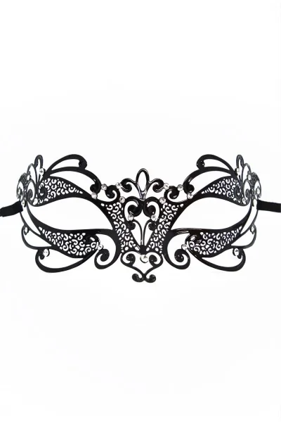 Maschera veneziana Gaia nera con strass