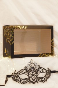 Maschera veneziana Gemma nera con strass