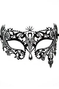 Maschera veneziana Bianca nera con strass