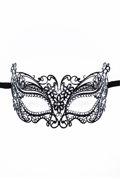 Maschera veneziana Alba nera con strass