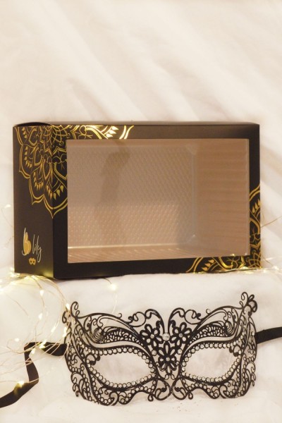 Maschera veneziana Alba nera con strass