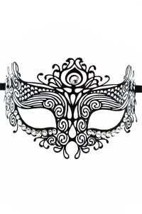 Maschera veneziana Ornella nera con strass