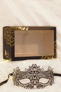 Maschera veneziana Ornella nera con strass