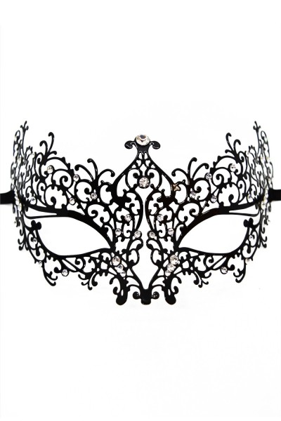 Maschera veneziana Chiara nera con strass