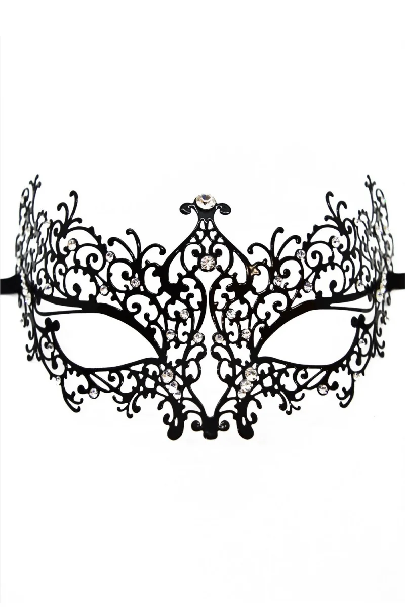 Maschera veneziana Chiara nera con strass