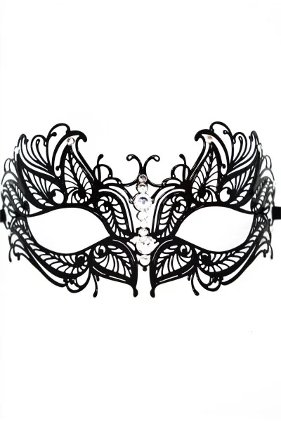 Maschera veneziana Greta nera con strass