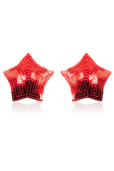 Coppia di copricapezzoli adesivi con stelle rosse in paillettes