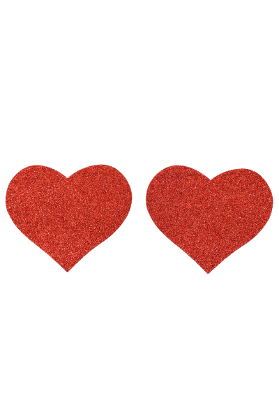Coppia di copricapezzoli adesivi con cuore rosso glitterato