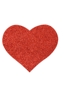 Coppia di copricapezzoli adesivi con cuore rosso glitterato