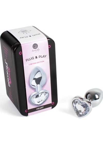 Plug anale Secret Pleasure Heart trasparente 7 cm