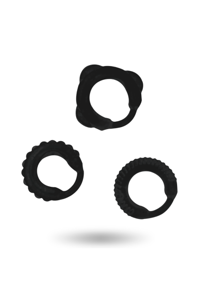 Set 3 anelli fallici nero N.3 - Addicted Toys