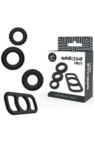 Kit 4 anelli fallici Addicted Toys