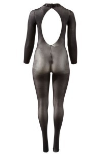 Catsuit nera a maniche lunghe con colletto