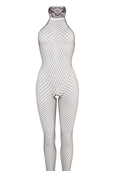 Catsuit con colletto in pizzo