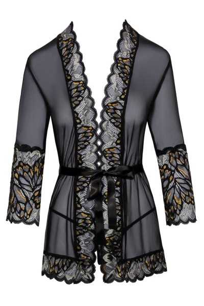 Kimono corto in pizzo nero