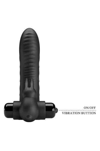 Vibratore ditale con rabbit Vance nero