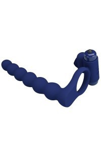 Anello vibrante con dildo anale Ajmal blu