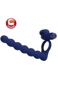 Anello vibrante con dildo anale Ajmal blu