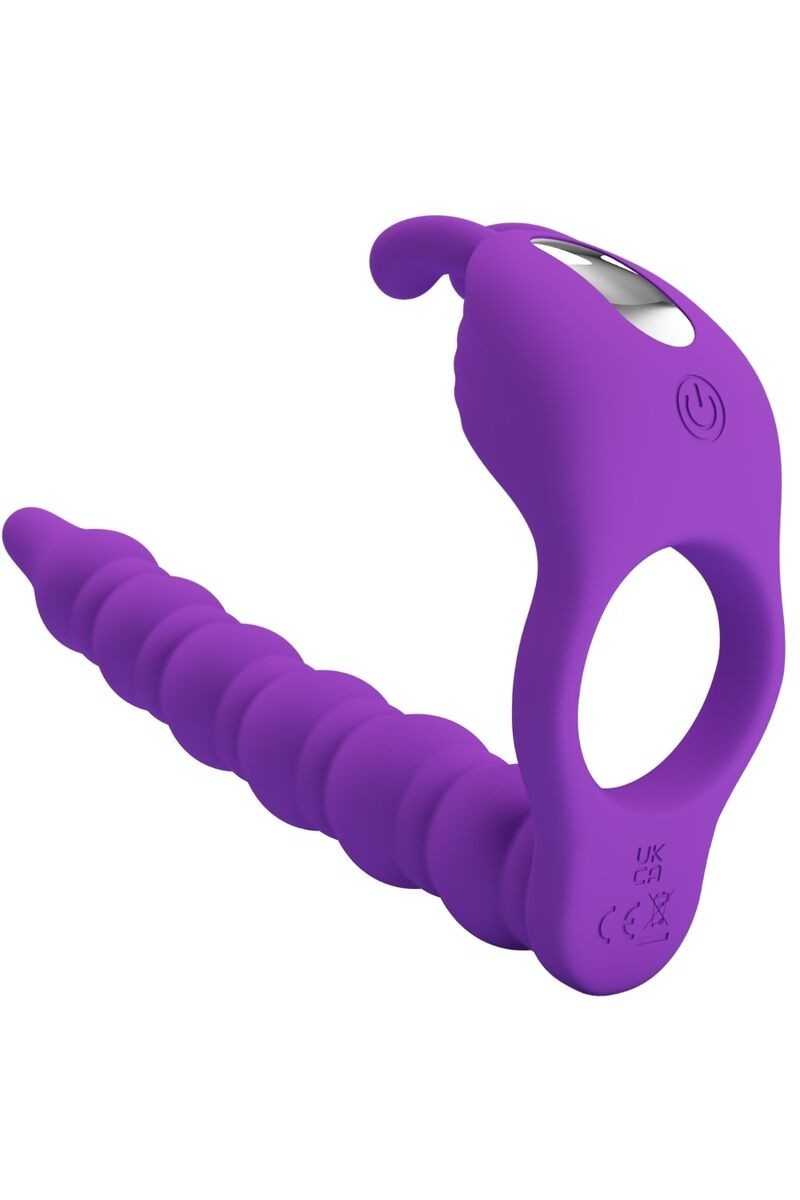 Anello vibrante con dildo anale Blackney viola