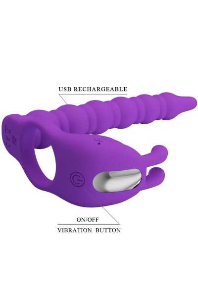 Anello vibrante con dildo anale Blackney viola