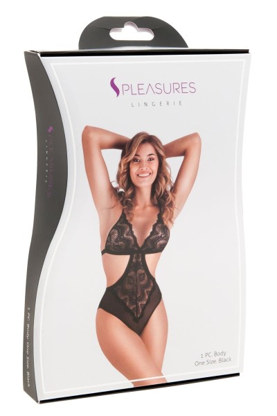 Body nero con motivo floreale