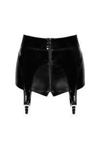 Shorts con reggicalze in vinile e wetlook con cerniera