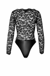 Body in tessuto wetlook e pizzo Psyche