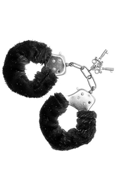 Manette ricoperte da peluche nero Furry Cuffs