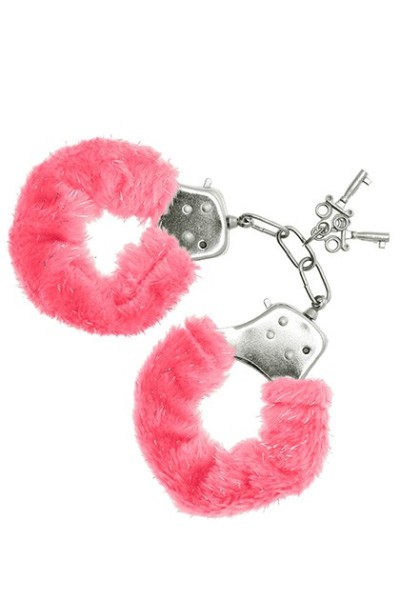 Manette ricoperte da peluche rosa Furry Cuffs