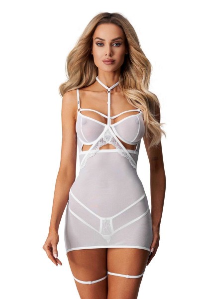 Chemise bianca con choker e giarrettiere Arrowel