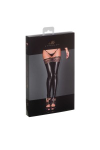 Calze wet look con balza autoreggente in pizzo