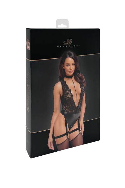 Body con scollo a V con cerniera e accessori Libido