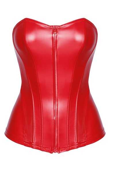 Corsetto wetlook rosso con zip Mysteria