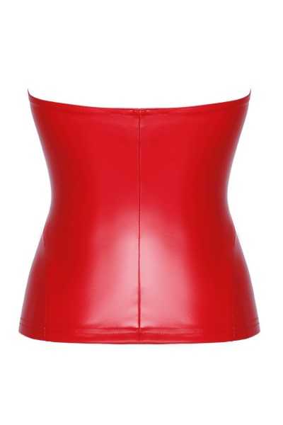 Corsetto wetlook rosso con zip Mysteria