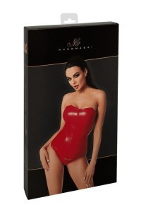 Corsetto wetlook rosso con zip Mysteria