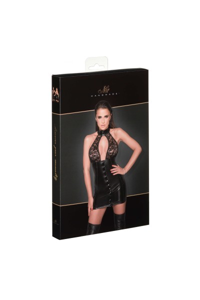 Miniabito in tessuto wetlook con top in pizzo