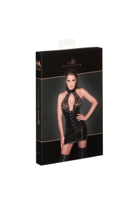 Miniabito in tessuto wetlook con top in pizzo